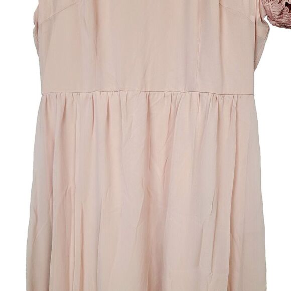 Roolee Maxi Dress M Dusty Pink Crocheted Lace Short Sleeve Wedding Bridesmaid - Picture 6 of 11